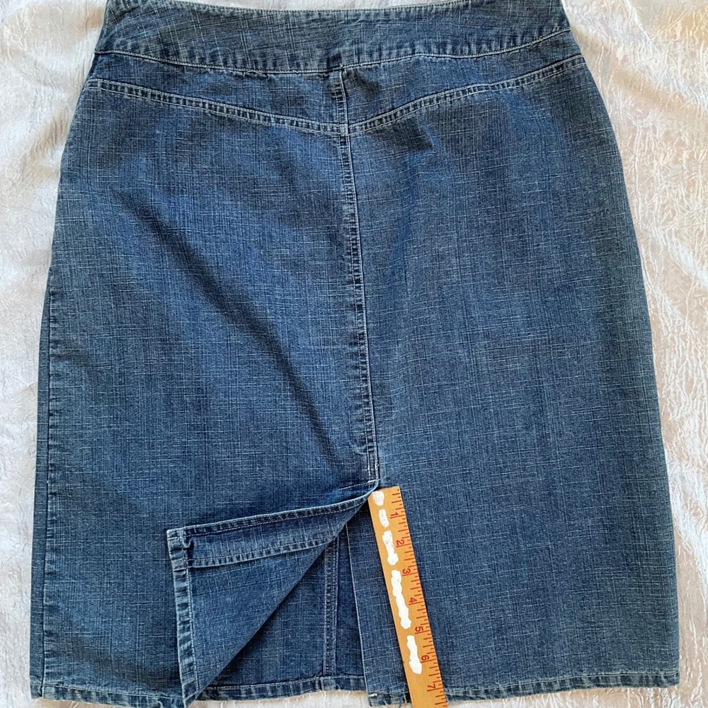 Marsh Landing Blue Denim Pencil Skirt Crosshatch Medium Wash Sz‎ 10 Cowgirl Chic - Picture 8 of 11
